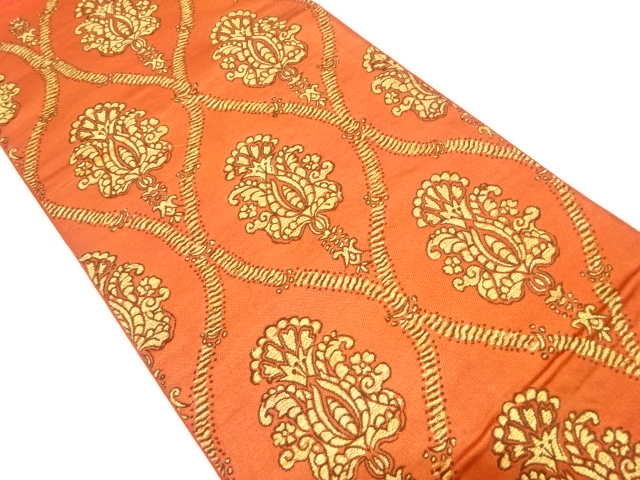 JAPANESE KIMONO / ANTIQUE FUKURO OBI / SILK / WOVEN FLORAL SARASA